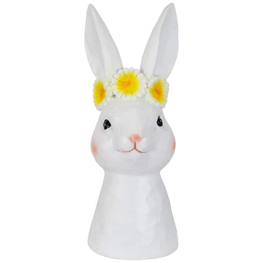 9" White Easter Bunny Bust with Daisy Flower Crown By Northlight | 9" x 3.25" x 3" | Michaels®